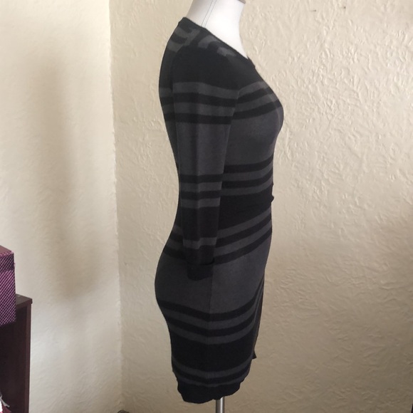 French Connection Black Dark Gray Stripe Tunic Sweater 0 - Picture 5 of 7